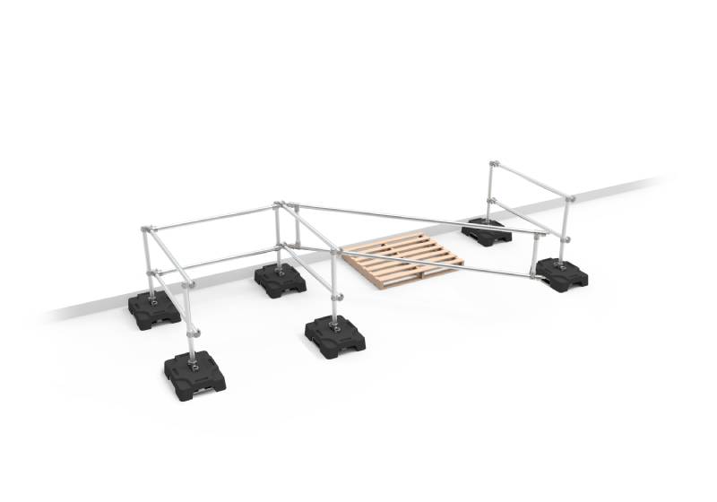 Une barrière pivotante Delta Prévention pour toit plat.