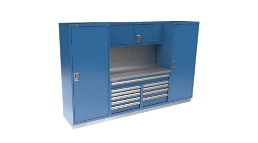 Blue workstation by Métalia.