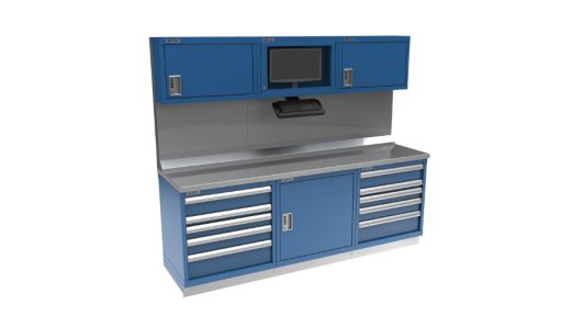 Blue workstation by Métalia.