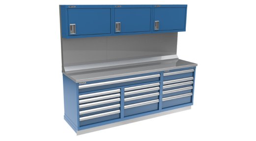 Blue workstation by Métalia.