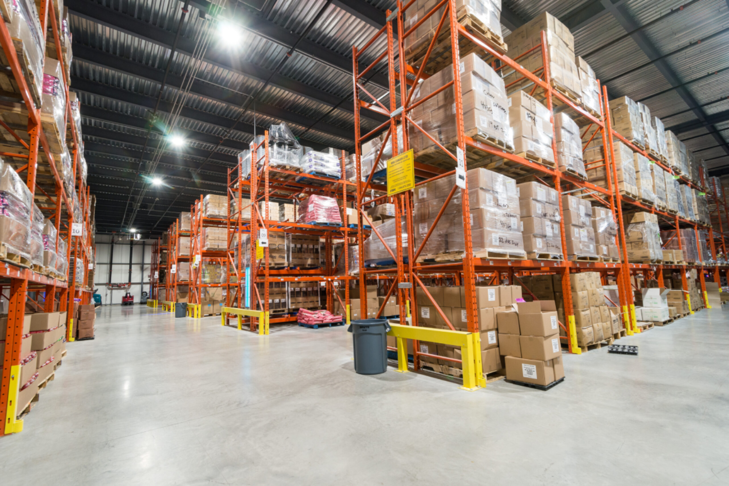 A single deep pallet rack in a warehouse.
