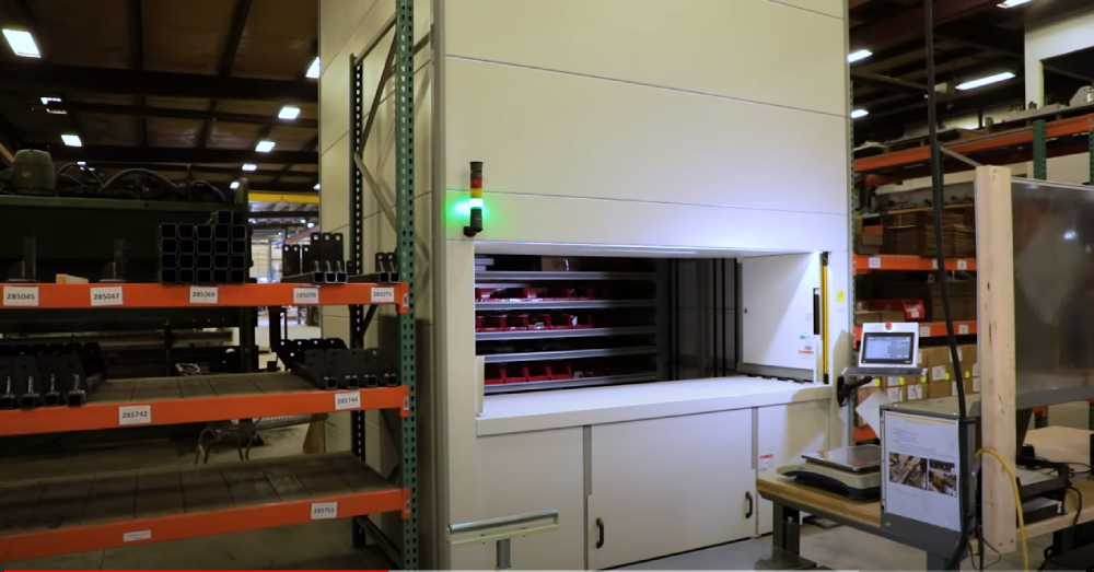 A Vidir-brand VLM installed in a warehouse.