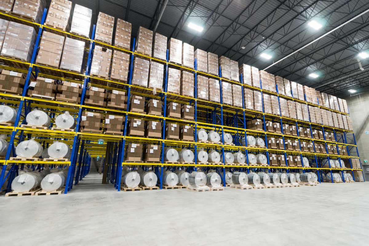 Blue and yellow racking system.